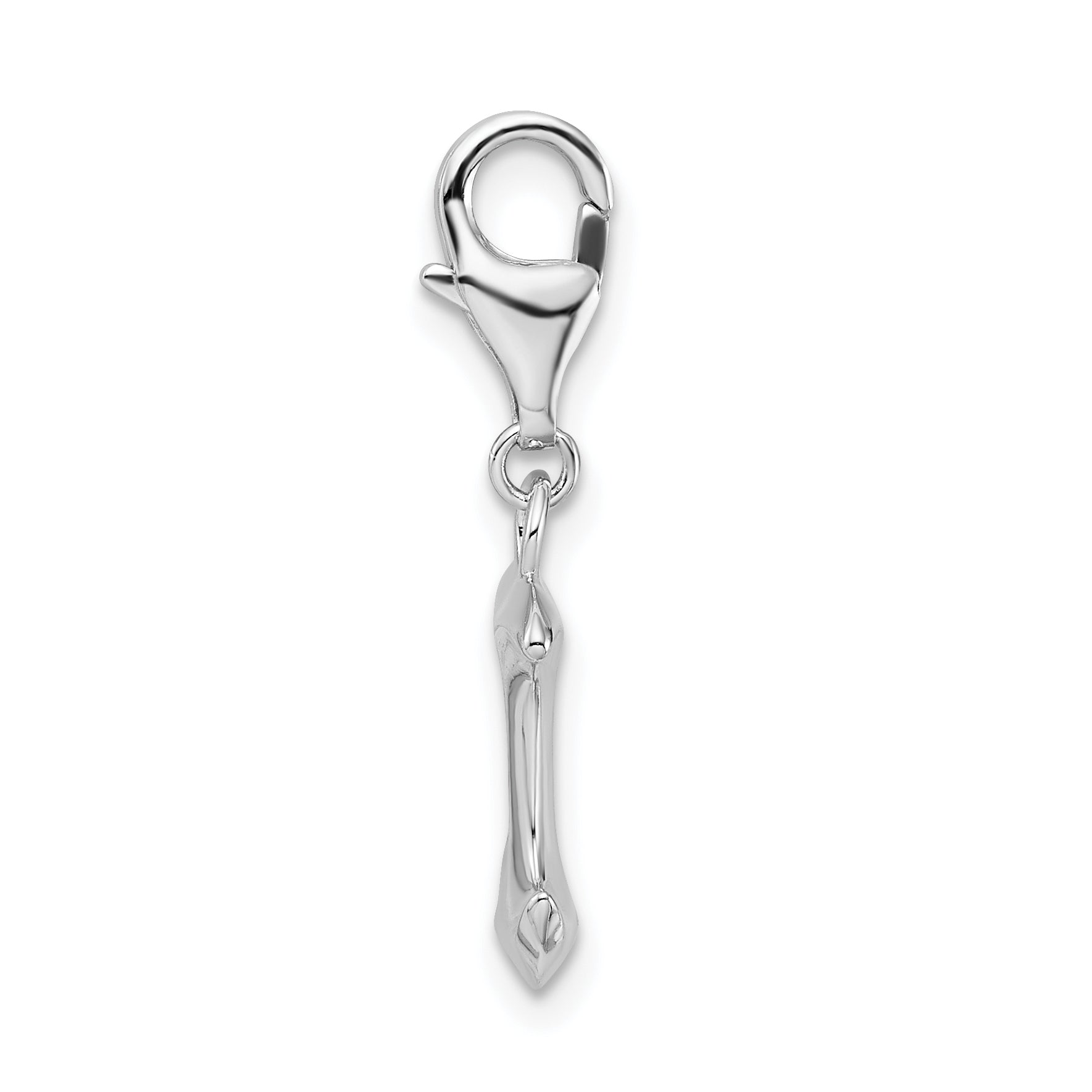 Amore La Vita Sterling Silver Rhodium-plated Polished 3-D Anchor Charm with Fancy Lobster Clasp