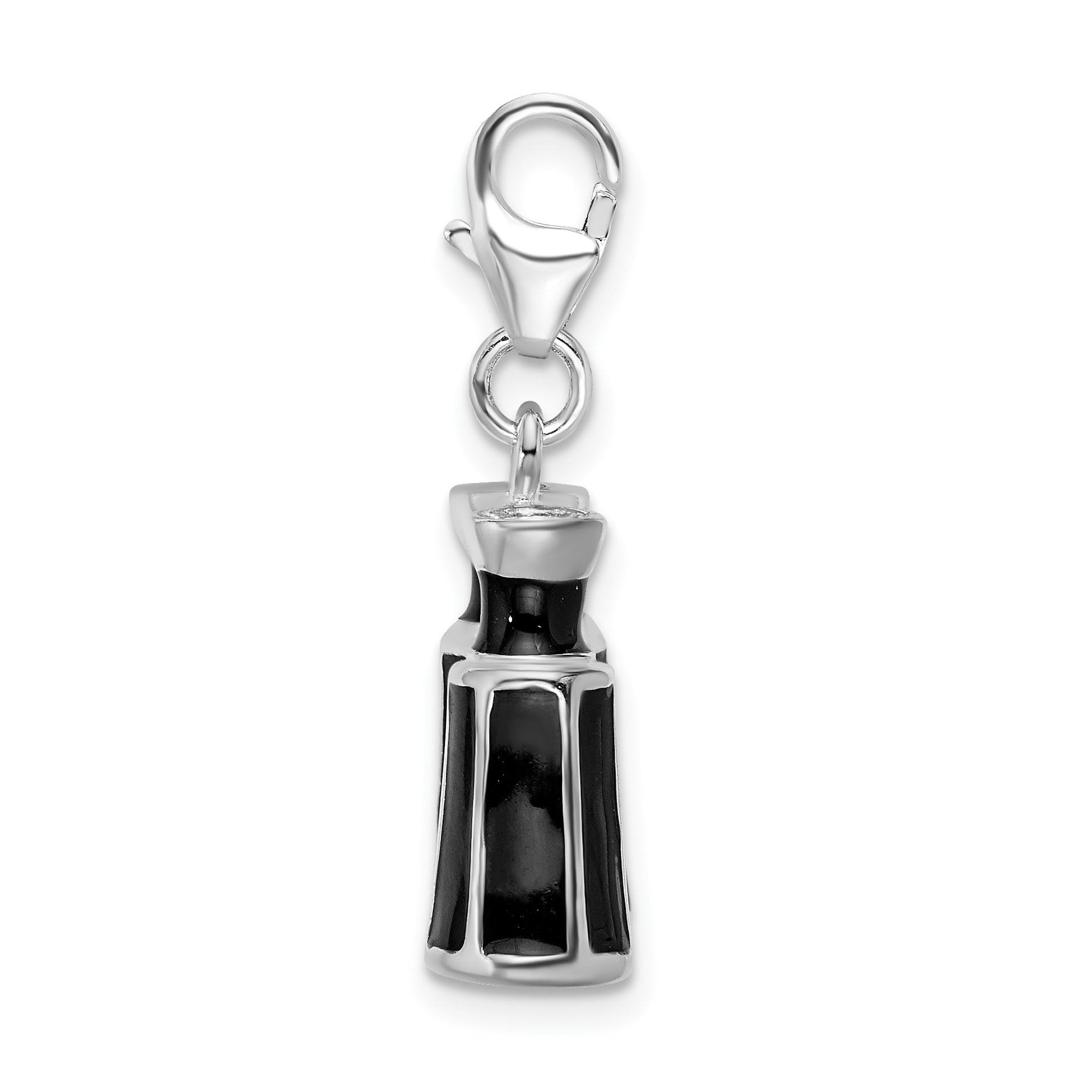 Amore La Vita Sterling Silver Rhodium-plated Polished 3-D Enameled Binocular Charm with Fancy Lobster Clasp