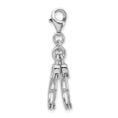 Amore La Vita Sterling Silver Rhodium-plated Polished 3-D Moveable Hand Cuffs Charm with Fancy Lobster Clasp