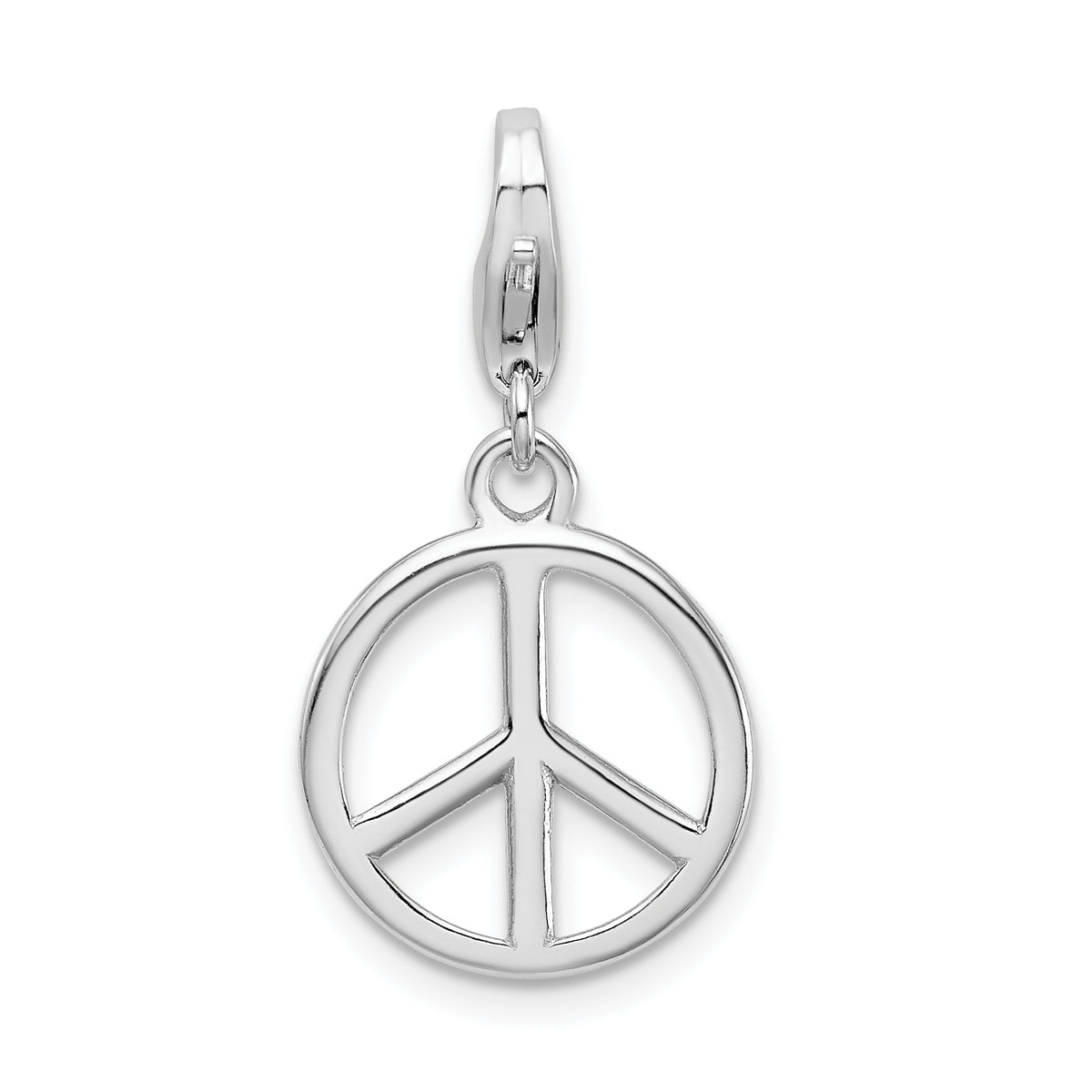 Amore La Vita Sterling Silver Rhodium-plated Polished Peace Sign Charm with Fancy Lobster Clasp