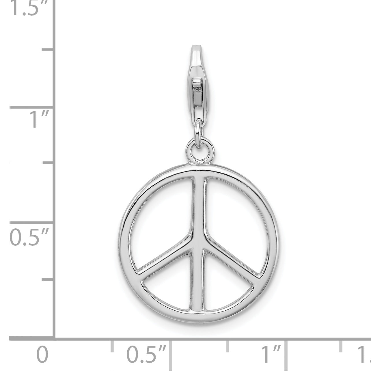 Amore La Vita Sterling Silver Rhodium-plated Polished Peace Sign Charm with Fancy Lobster Clasp