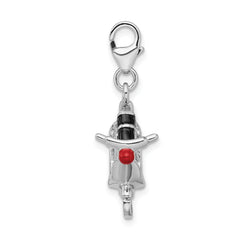 Amore La Vita Sterling Silver Rhodium-plated Polished 3-D Enameled Crystal From Swarovski Moped Charm with Fancy Lobster Clasp