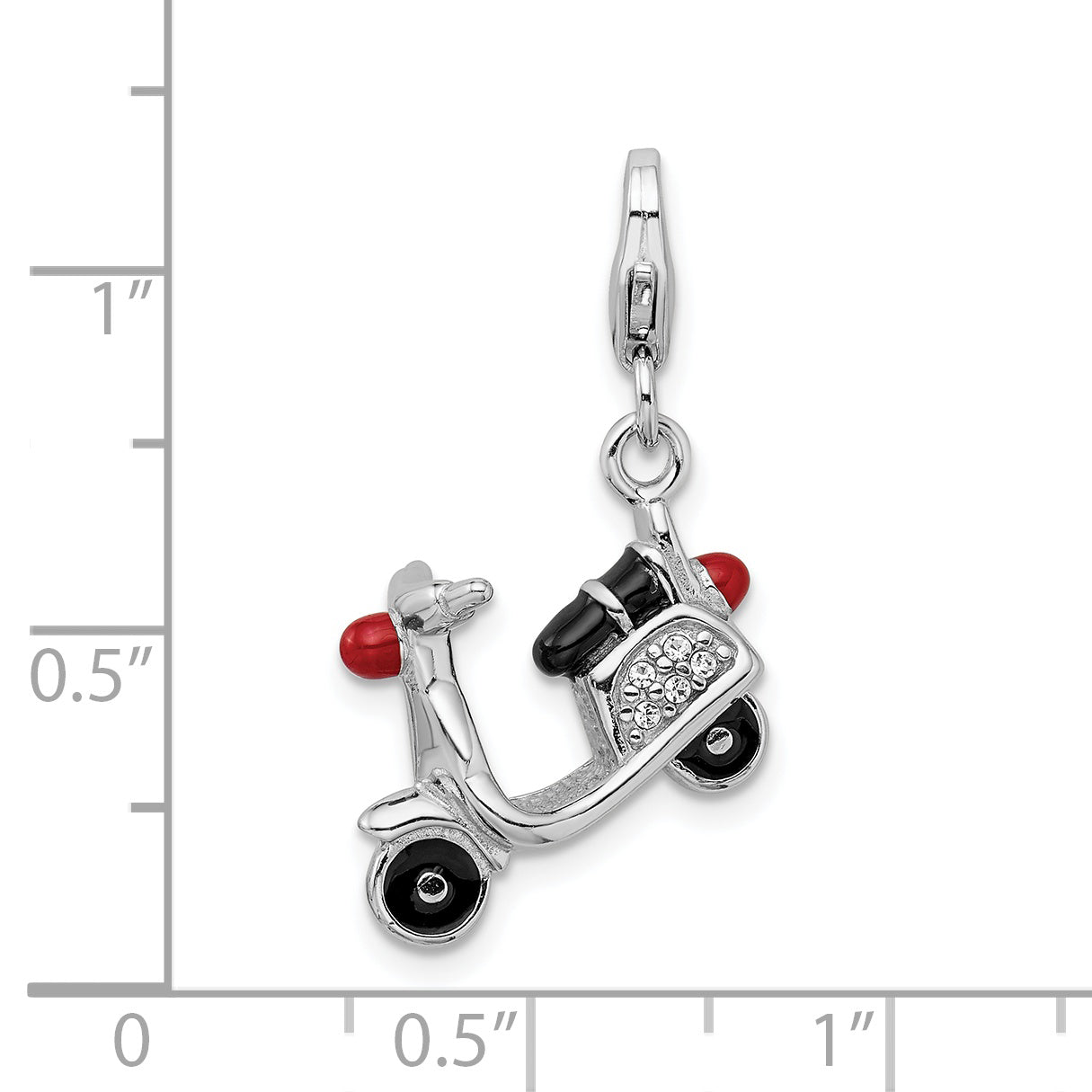 Amore La Vita Sterling Silver Rhodium-plated Polished 3-D Enameled Crystal From Swarovski Moped Charm with Fancy Lobster Clasp