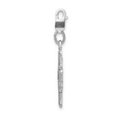 Amore La Vita Sterling Silver Rhodium-plated Polished 4-way Medal Charm with Fancy Lobster Clasp