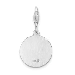 Amore La Vita Sterling Silver Rhodium-plated Polished Saint Christopher Medal Charm with Fancy Lobster Clasp