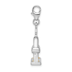 Amore La Vita Sterling Silver Rhodium-plated Polished 3-D Enameled Church with Moving Bell Charm with Fancy Lobster Clasp