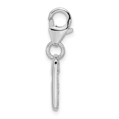 Amore La Vita Sterling Silver Rhodium-plated Polished Reversible CZ Cut-out Cross Faith Clip-on Charm with Fancy Lobster Clasp