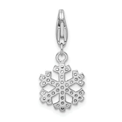 Amore La Vita Sterling Silver Rhodium-plated Polished CZ Snowflake Charm with Fancy Lobster Clasp