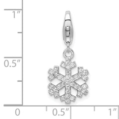 Amore La Vita Sterling Silver Rhodium-plated Polished CZ Snowflake Charm with Fancy Lobster Clasp