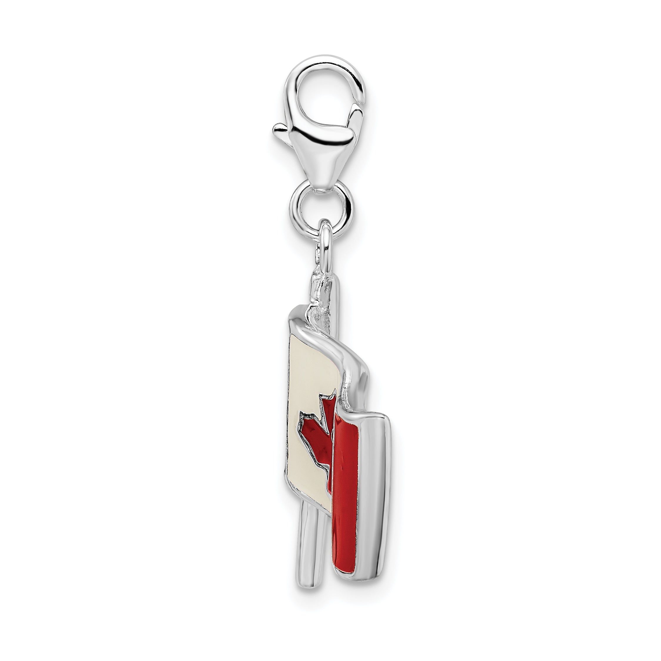 SS RH 3-D Enameled Canadian Flag With Lobster Clasp Charm