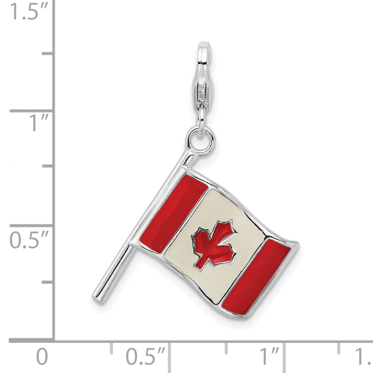 SS RH 3-D Enameled Canadian Flag With Lobster Clasp Charm