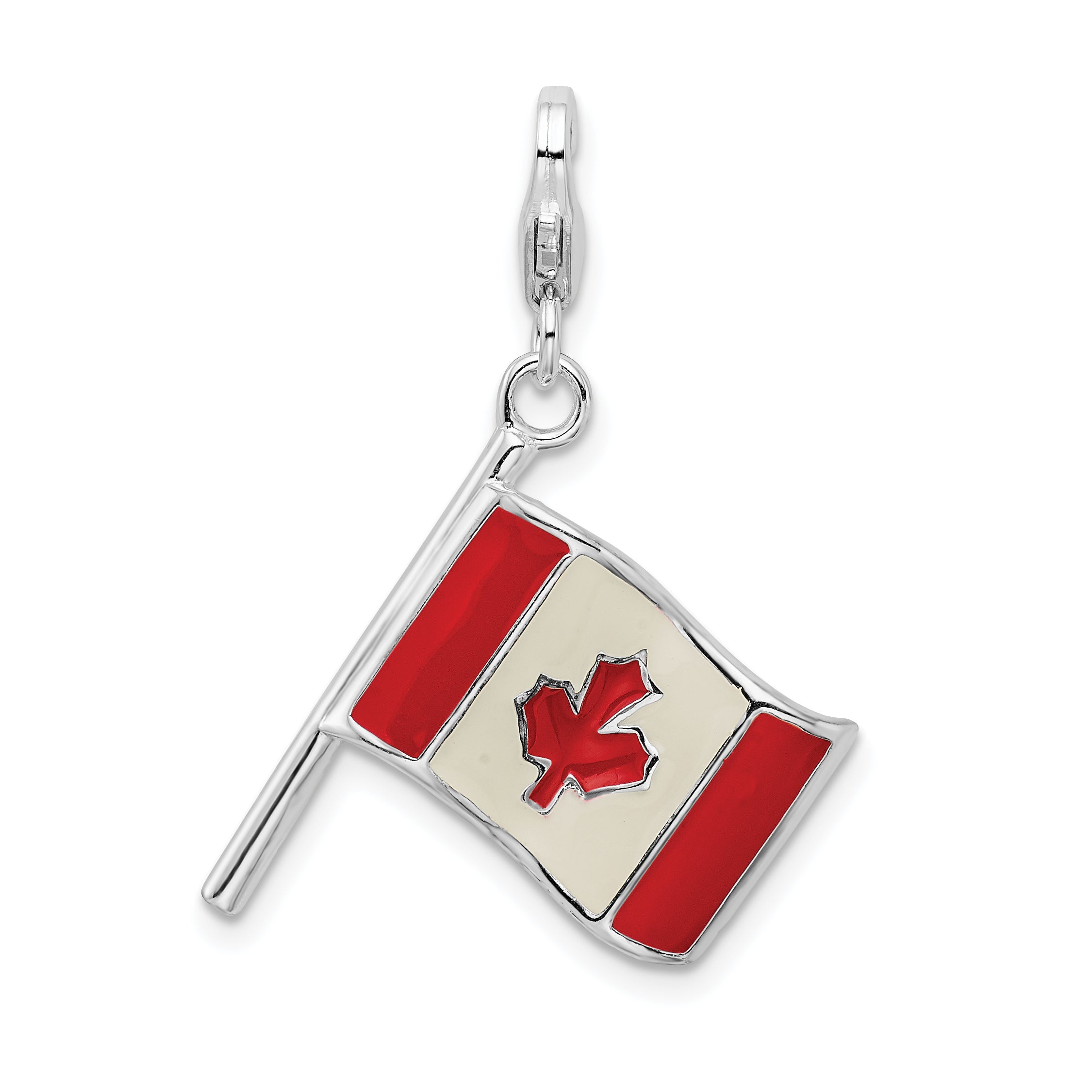 SS RH 3-D Enameled Canadian Flag w/Lobster Clasp Charm