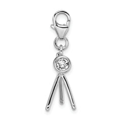 Amore La Vita Sterling Silver Rhodium-plated Polished 3-D Enameled Crystal from Swarovski Telescope Charm with Fancy Lobster Clasp