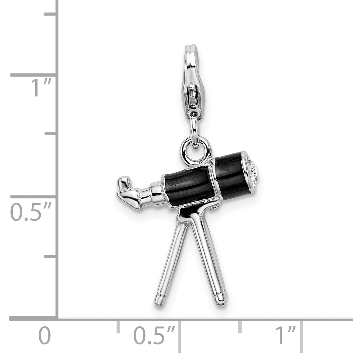 Amore La Vita Sterling Silver Rhodium-plated Polished 3-D Enameled Crystal from Swarovski Telescope Charm with Fancy Lobster Clasp