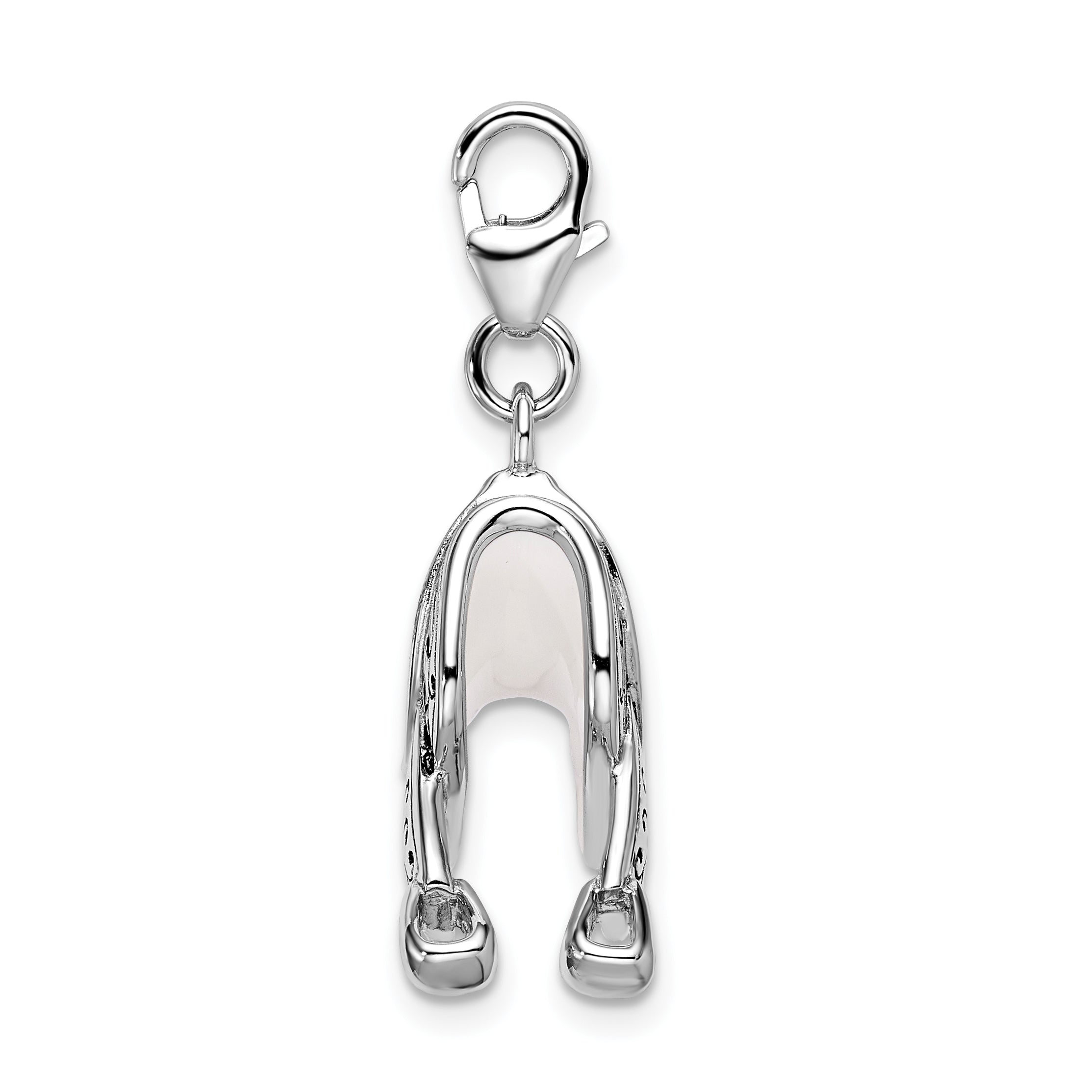 Amore La Vita Sterling Silver Rhodium-plated Polished 3-D Enameled Saddle Charm with Fancy Lobster Clasp