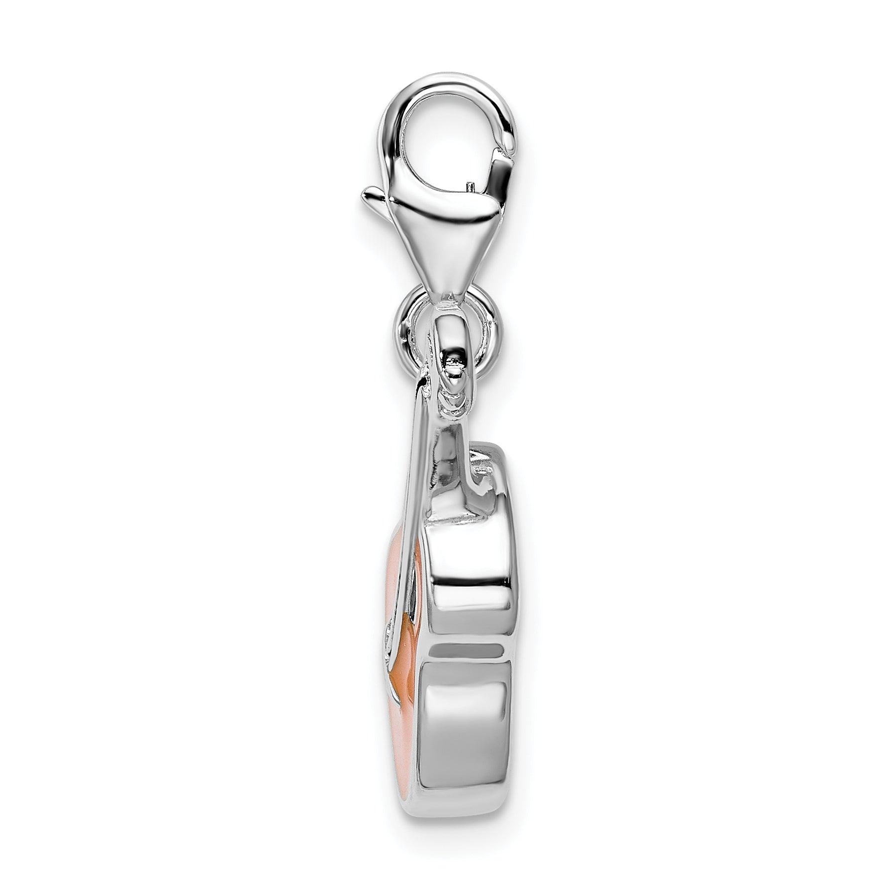 Amore La Vita Sterling Silver Rhodium-plated Polished 3-D Enameled Guitar Charm with Fancy Lobster Clasp