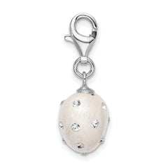 Amore La Vita Sterling Silver Rhodium-plated Polished 3-D White Ferido Stellux Crystal Heart Charm with Fancy Lobster Clasp