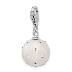 Amore La Vita Sterling Silver Rhodium-plated Polished 3-D White Ferido Stellux Crystal Ball Charm with Fancy Lobster Clasp