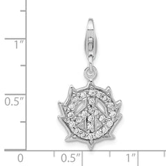 Sterling Silver Click-on CZ Peace Sign Charm