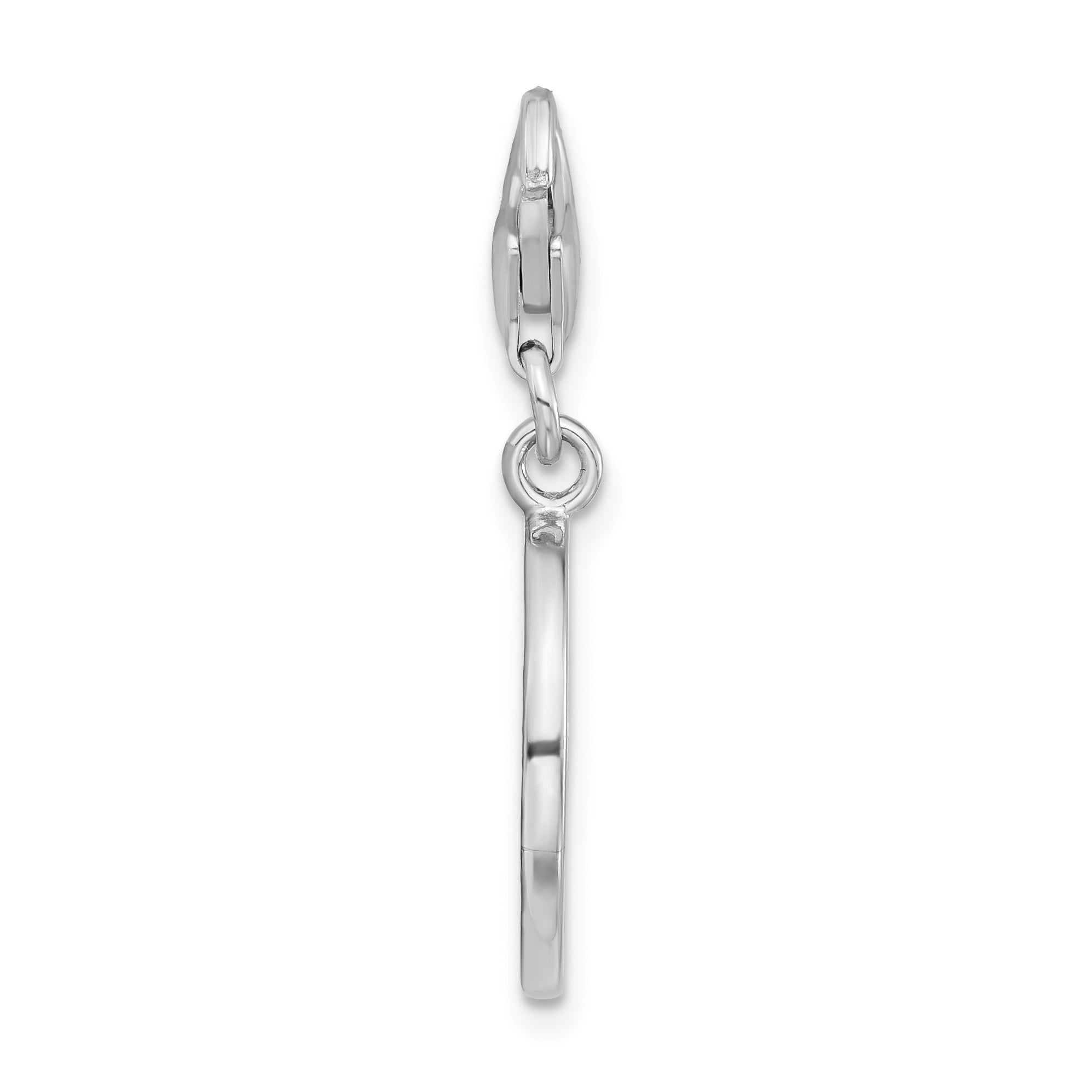 Sterling Silver Click-on CZ Polished Peace Charm