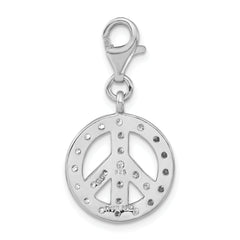 Sterling Silver Click-on CZ Polished Peace Charm