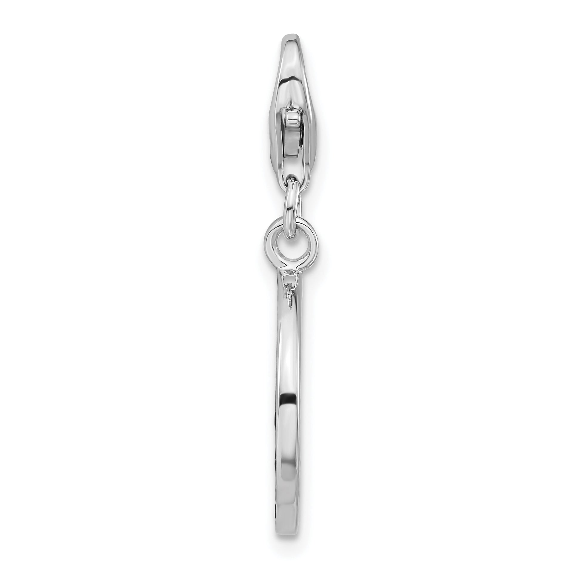 Sterling Silver Click-on CZ Polished Peace Charm