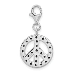 Sterling Silver Click-on CZ Polished Peace Charm