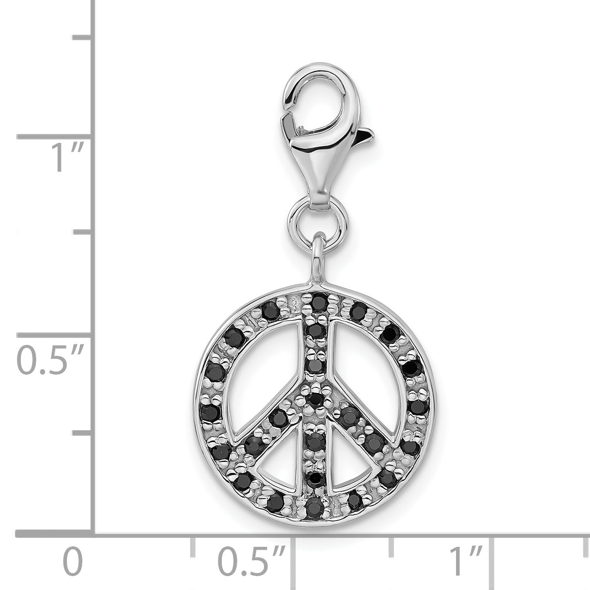 Sterling Silver Click-on CZ Polished Peace Charm