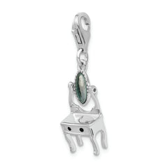 Amore La Vita Sterling Silver Rhodium-plated 3-D Polished Enameled Vanity Charm with Fancy Lobster Clasp