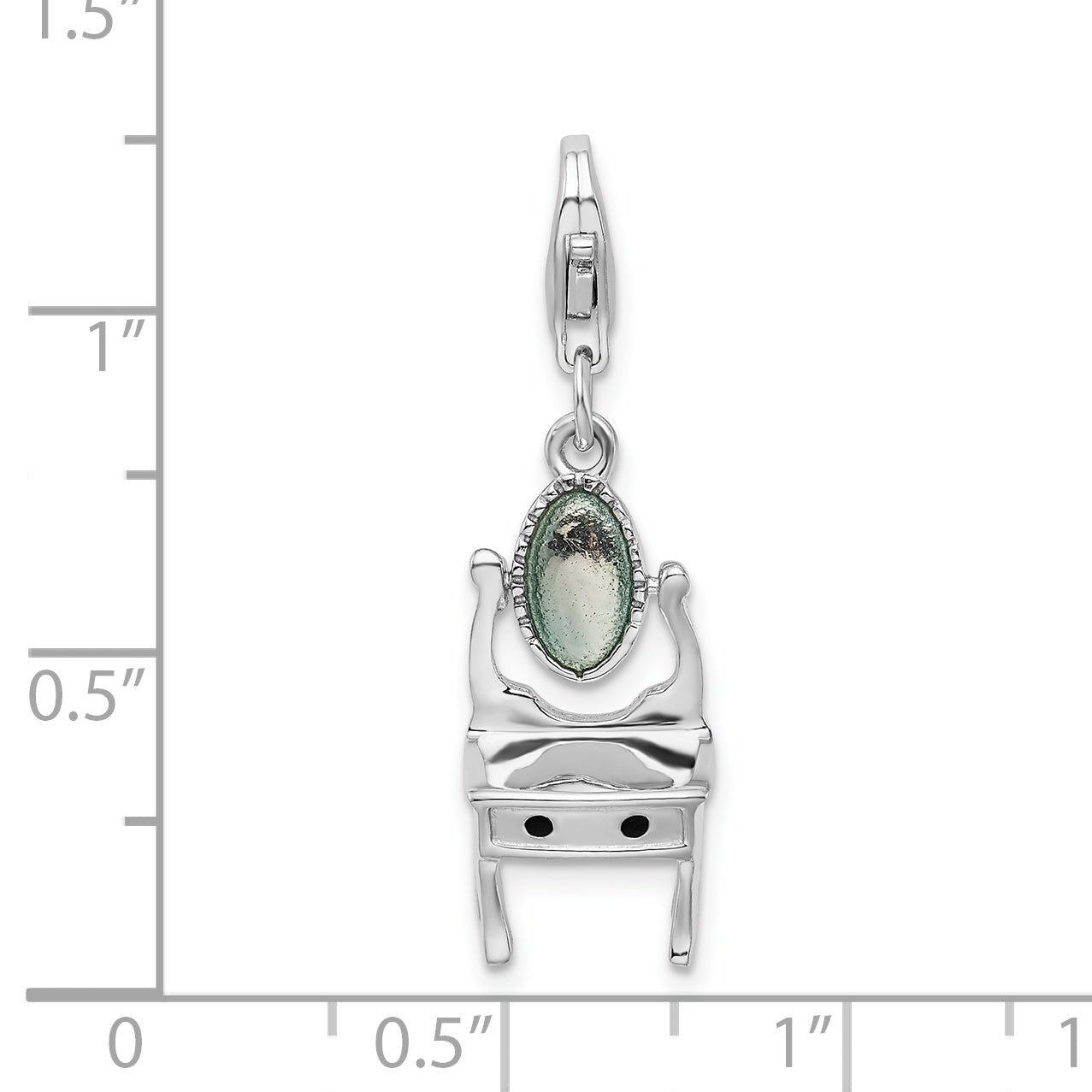 Amore La Vita Sterling Silver Rhodium-plated 3-D Polished Enameled Vanity Charm with Fancy Lobster Clasp