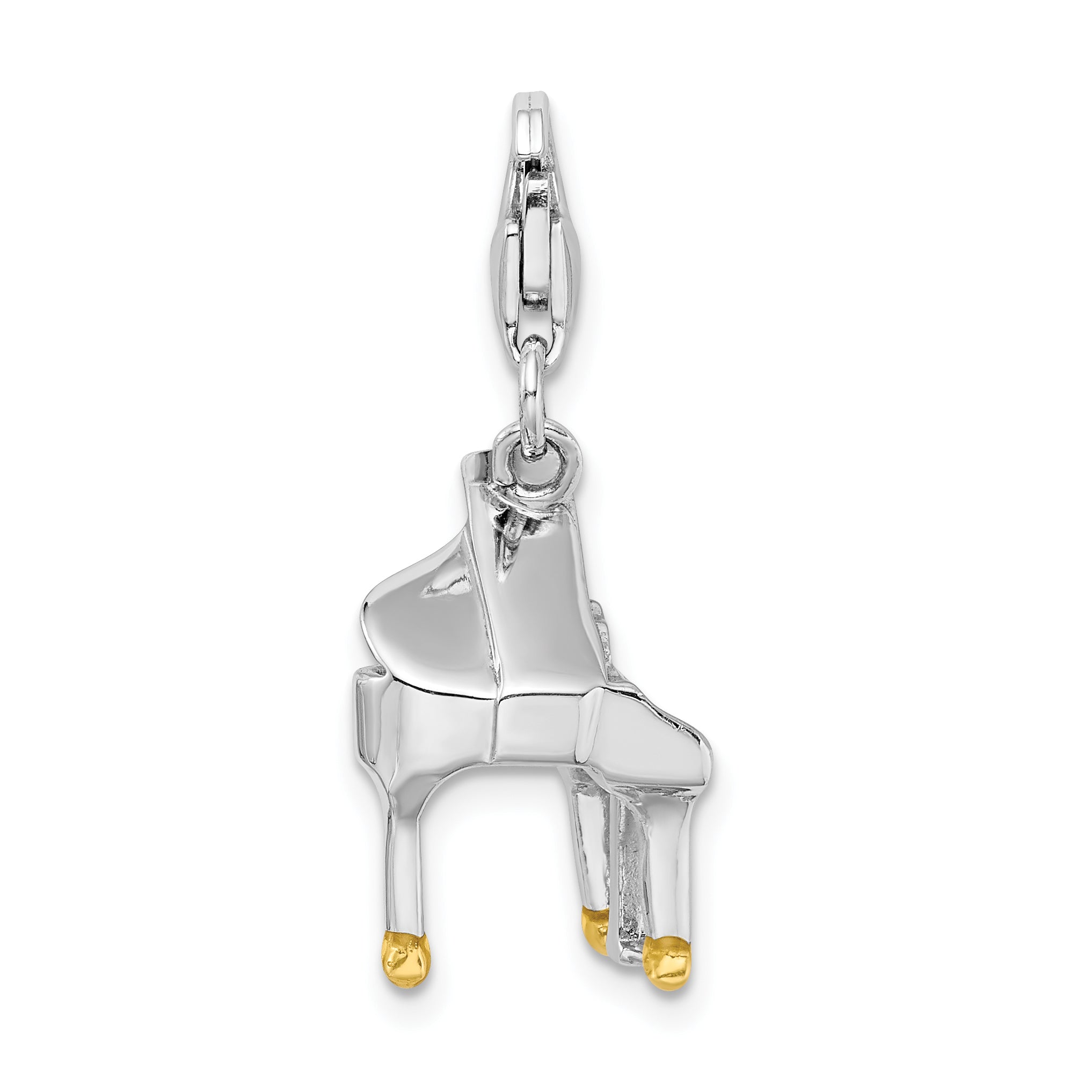 Amore La Vita Sterling Silver Rhodium-plated Polished 3-D Enameled Piano Charm with Fancy Lobster Clasp