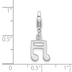 Amore La Vita Sterling Silver Rhodium-plated Polished Beamed Sixteenth Note Charm with Fancy Lobster Clasp