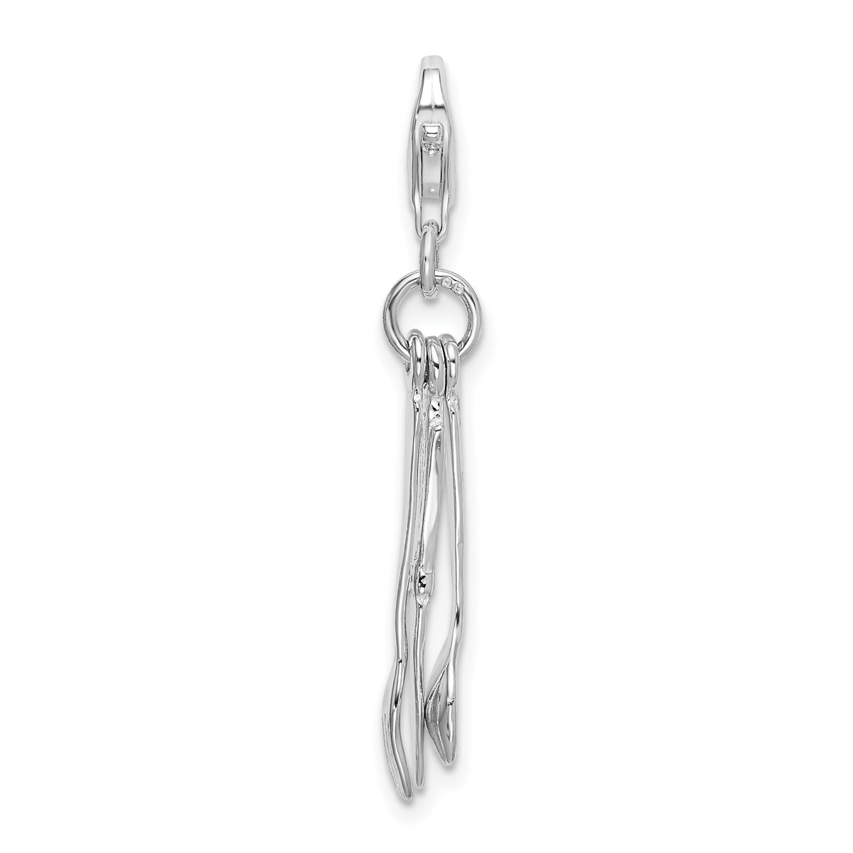 Amore La Vita Sterling Silver Rhodium-plated Polished 3-D Cutlery Charm with Fancy Lobster Clasp