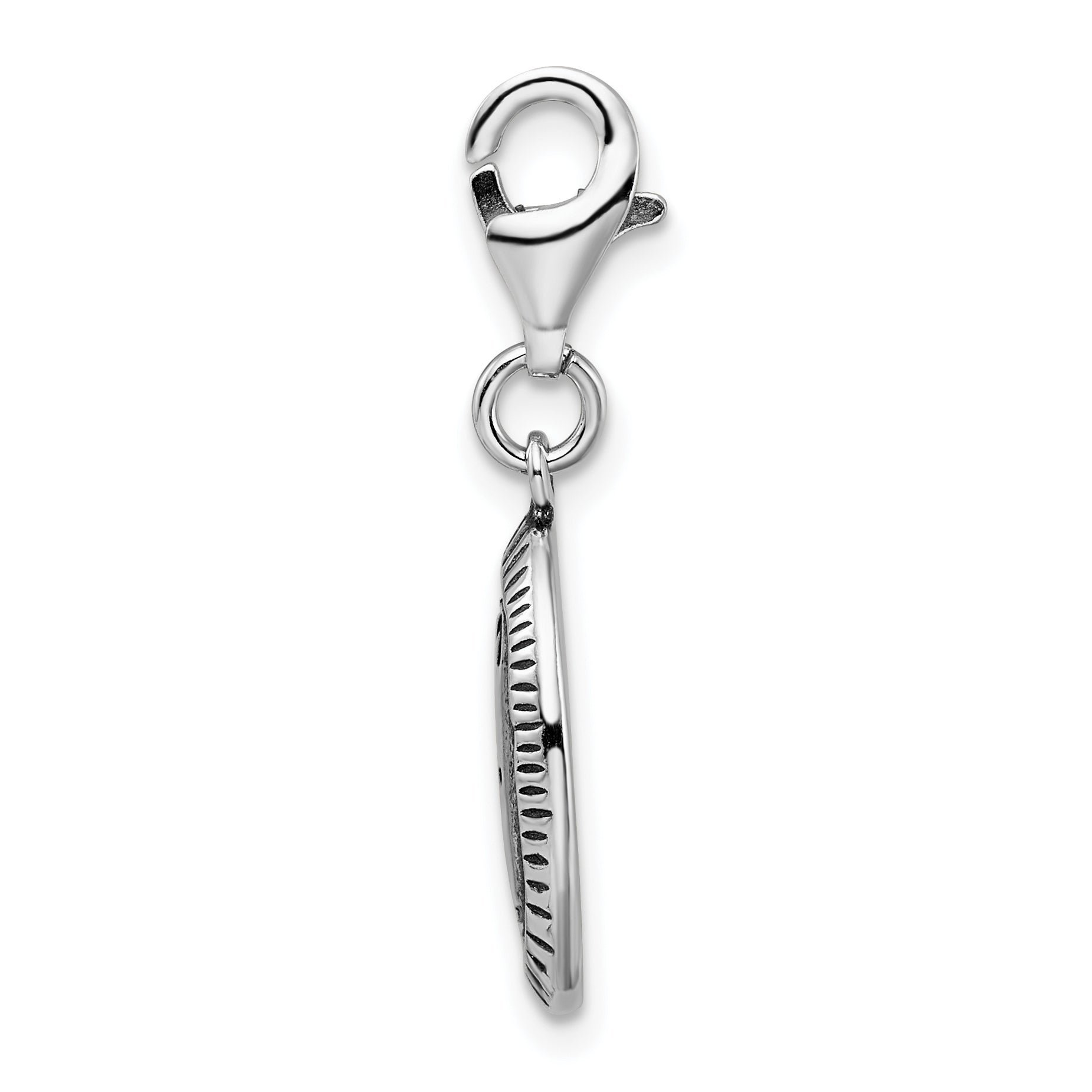 Amore La Vita Sterling Silver Rhodium-plated Polished Antiqued SPOILED Charm with Fancy Lobster Clasp