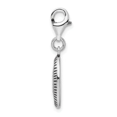 Amore La Vita Sterling Silver Rhodium-plated Polished Antiqued XOXO Charm with Fancy Lobster Clasp