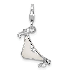 Amore La Vita Sterling Silver Rhodium-plated Polished 3-D Enameled Bikini Bottom Charm with Fancy Lobster Clasp