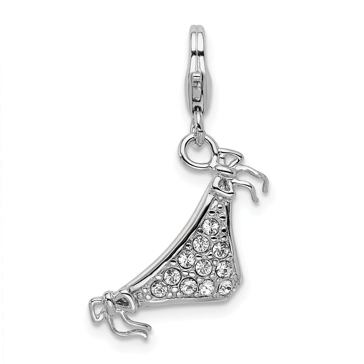 Amore La Vita Sterling Silver Rhodium-plated Polished 3-D Enameled Bikini Bottom Charm with Fancy Lobster Clasp