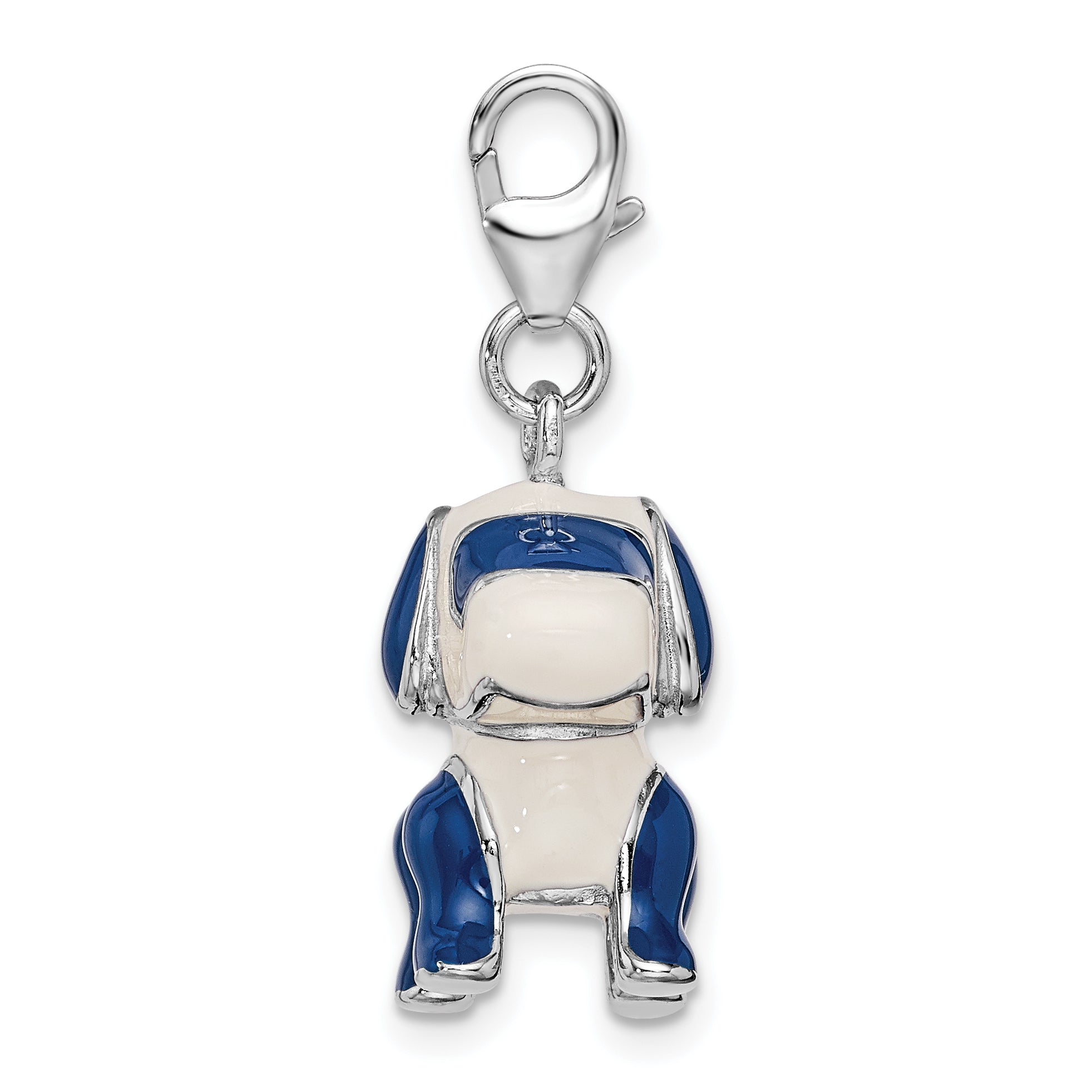 Sterling Silver Enameled 3-D Robot Dog w/Lobster Clasp Charm