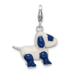 Sterling Silver Enameled 3-D Robot Dog w/Lobster Clasp Charm