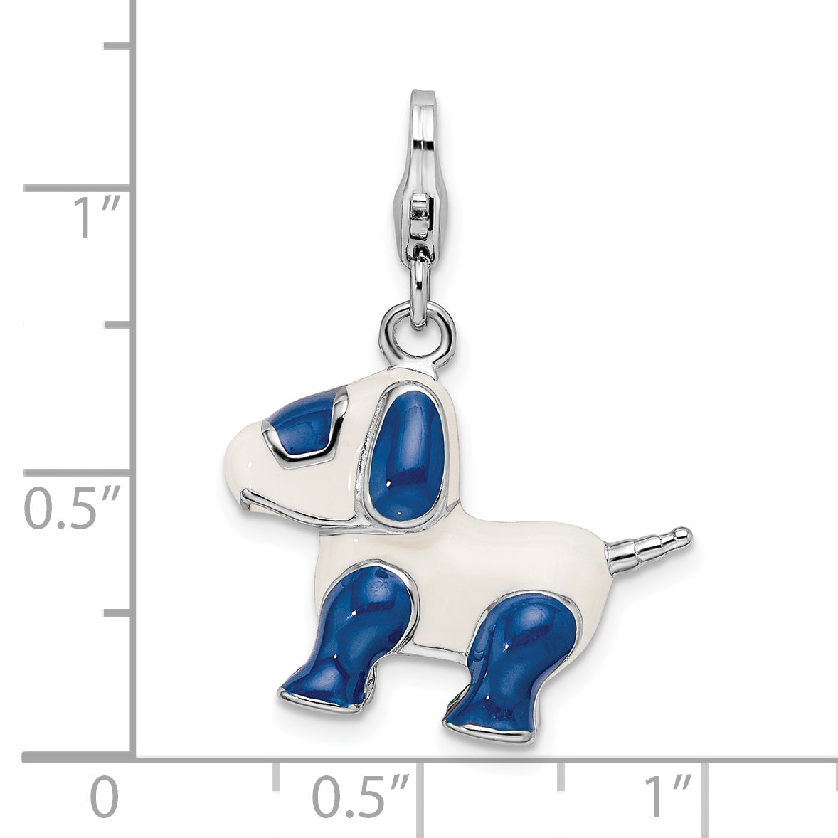 Sterling Silver Enameled 3-D Robot Dog w/Lobster Clasp Charm