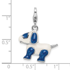 Sterling Silver Enameled 3-D Robot Dog w/Lobster Clasp Charm