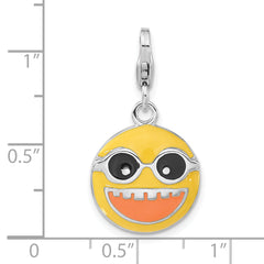 Sterling Silver Enameled Happy Face w/Lobster Clasp Charm