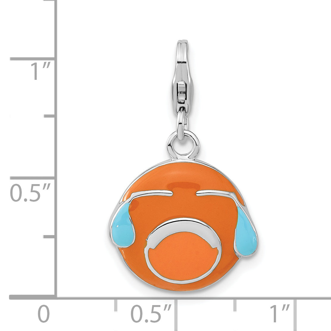 Sterling Silver Enameled 3-D Crying Face w/Lobster Clasp Charm