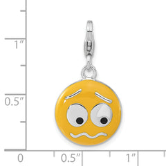 Sterling Silver Enameled Confused Face w/Lobster Clasp Charm