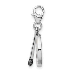 Amore La Vita Sterling Silver Rhodium-plated Polished Enameled 3-D Palette and Brush Charm with Fancy Lobster Clasp