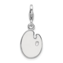 Amore La Vita Sterling Silver Rhodium-plated Polished Enameled 3-D Palette and Brush Charm with Fancy Lobster Clasp