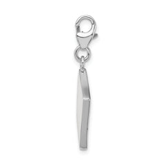 Amore La Vita Sterling Silver Rhodium-plated Polished 3-D Enameled Swarovski Crystal Ace Charm with Fancy Lobster Clasp