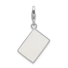 Amore La Vita Sterling Silver Rhodium-plated Polished 3-D Enameled Swarovski Crystal Ace Charm with Fancy Lobster Clasp