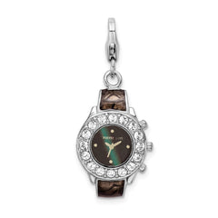 Amore La Vita Sterling Silver Rhodium-plated Polished 3-D Enameled Watch Charm with Fancy Lobster Clasp