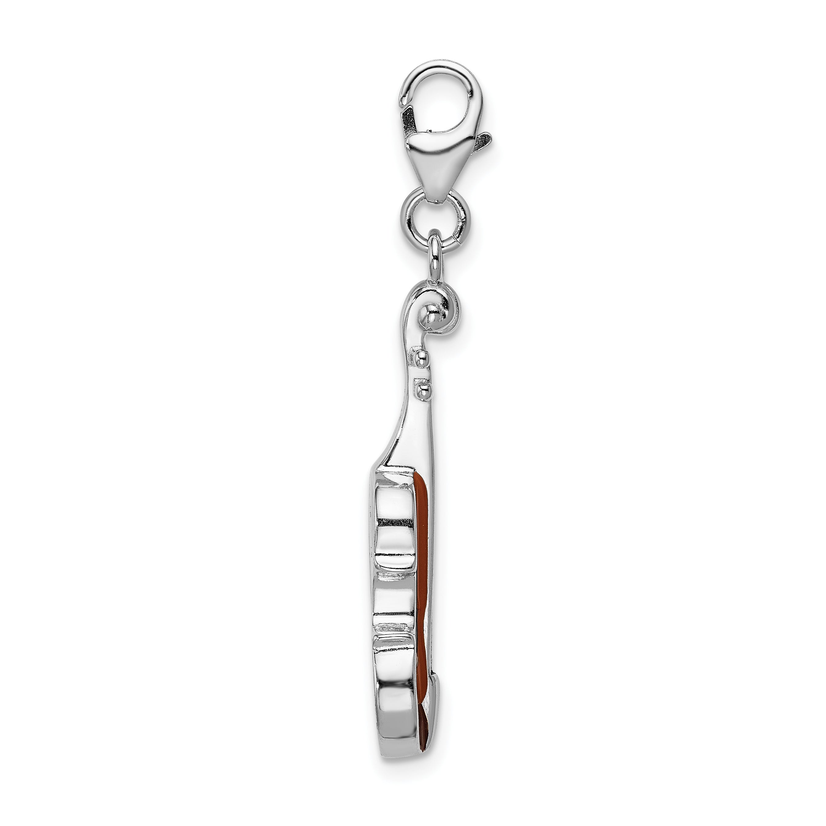 Amore La Vita Sterling Silver Rhodium-plated Polished 3-D Enameled Viola Charm with Fancy Lobster Clasp